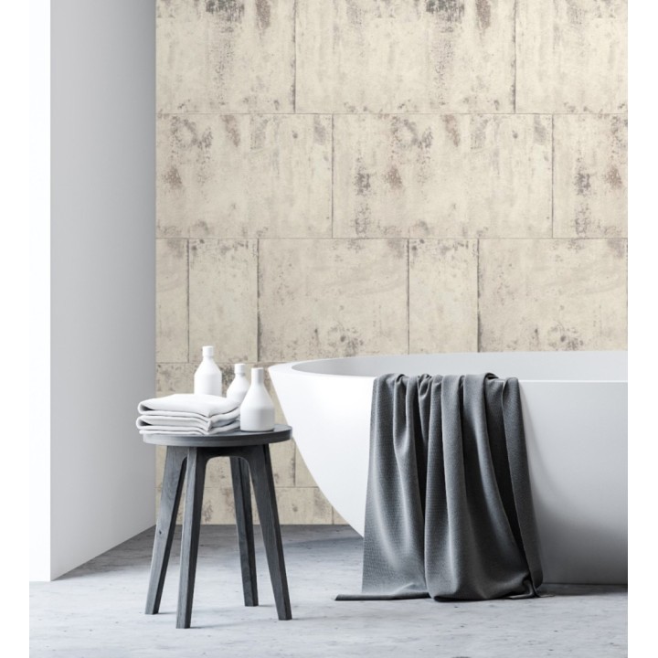 Papel pintado efecto chapa oxidada en bloques - Borg Metal 682766