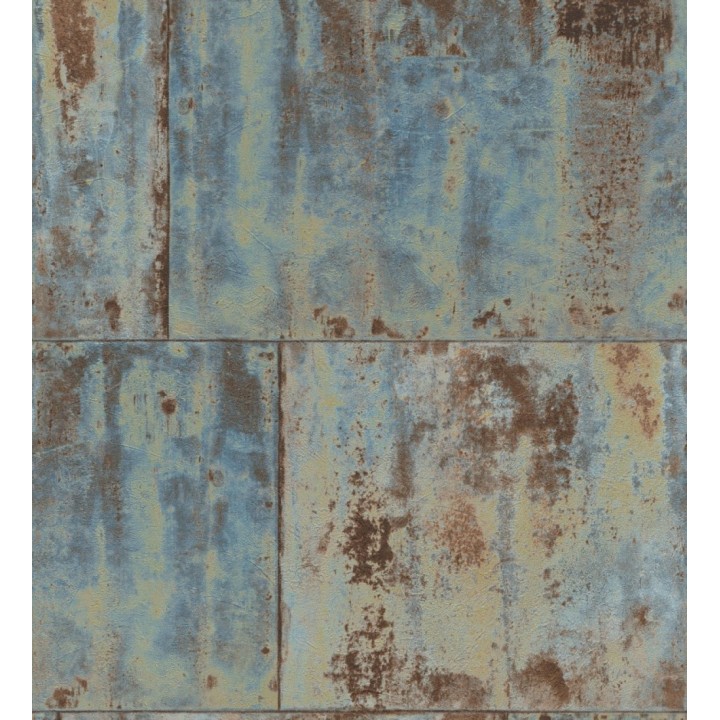 Papel pintado efecto chapa oxidada en bloques - Borg Metal 682767