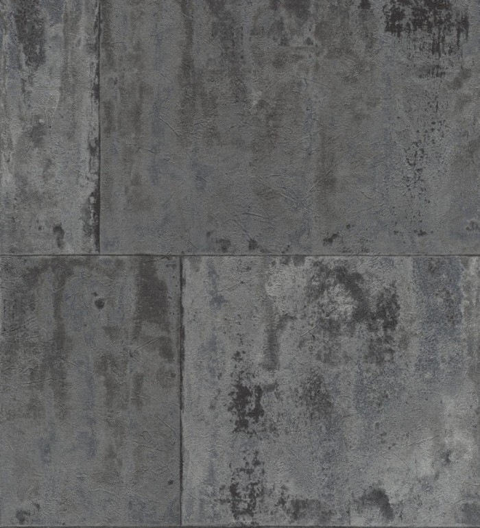 Papel pintado efecto chapa oxidada en bloques - Borg Metal 682768