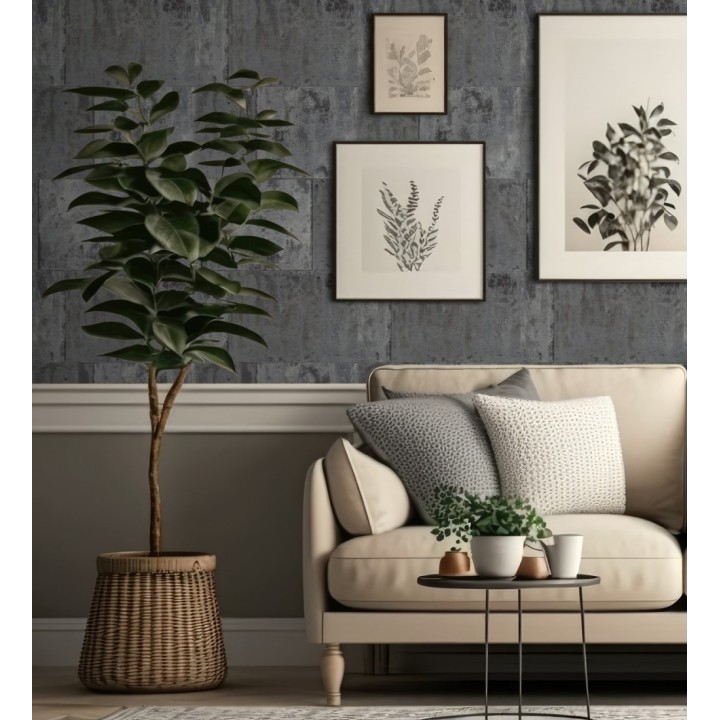 Papel pintado efecto chapa oxidada en bloques - Borg Metal 682768