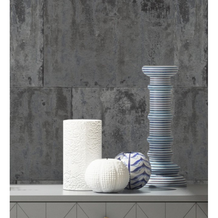 Papel pintado efecto chapa oxidada en bloques - Borg Metal 682768