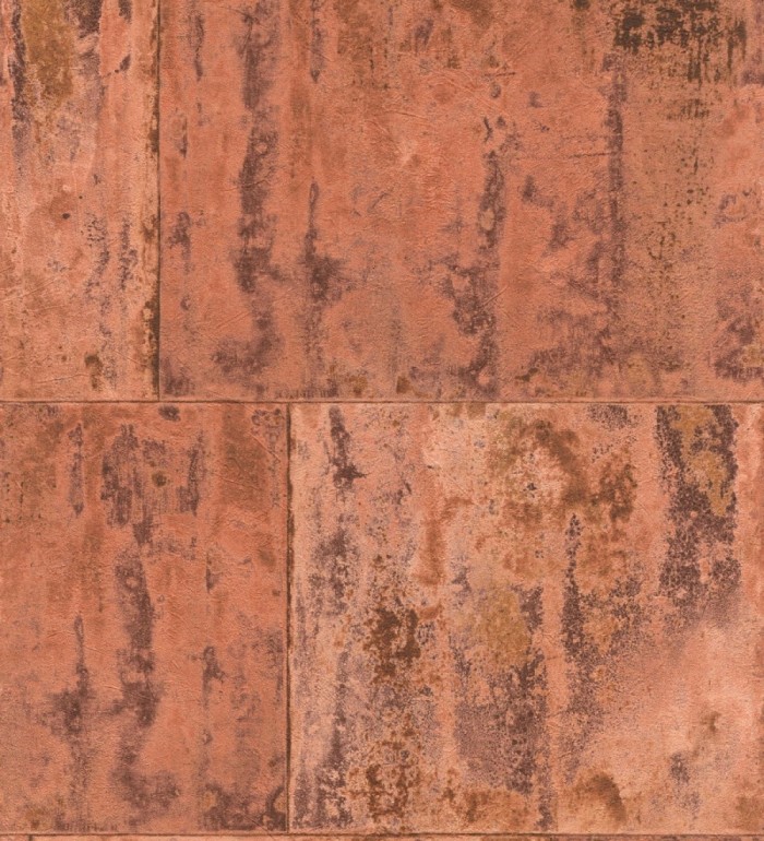 Papel pintado efecto chapa oxidada en bloques - Borg Metal 682769