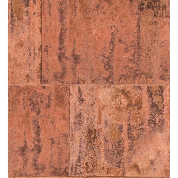 Papel pintado efecto chapa oxidada en bloques - Borg Metal 682769
