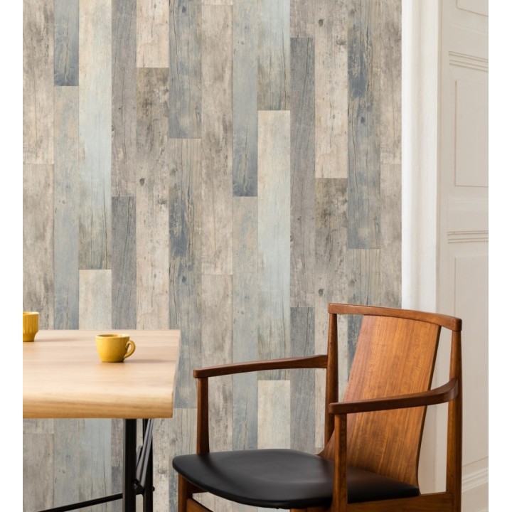 Papel pintado de diseño de madera de embarcadero envejecida de estilo nórdico - Keldan Wood 682772