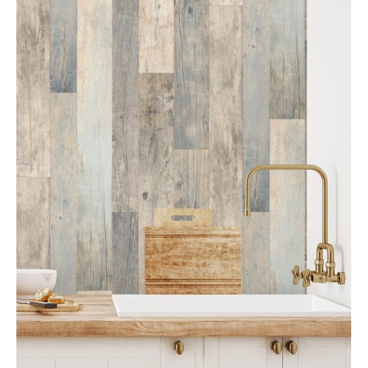 Papel pintado de diseño de madera de embarcadero envejecida de estilo nórdico - Keldan Wood 682772