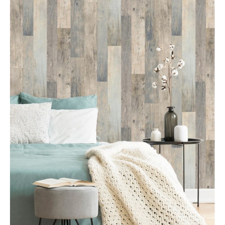 Papel pintado de diseño de madera de embarcadero envejecida de estilo nórdico - Keldan Wood 682772