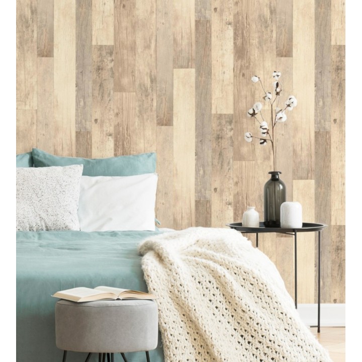 Papel pintado de diseño de madera de embarcadero envejecida de estilo nórdico - Keldan Wood 682773