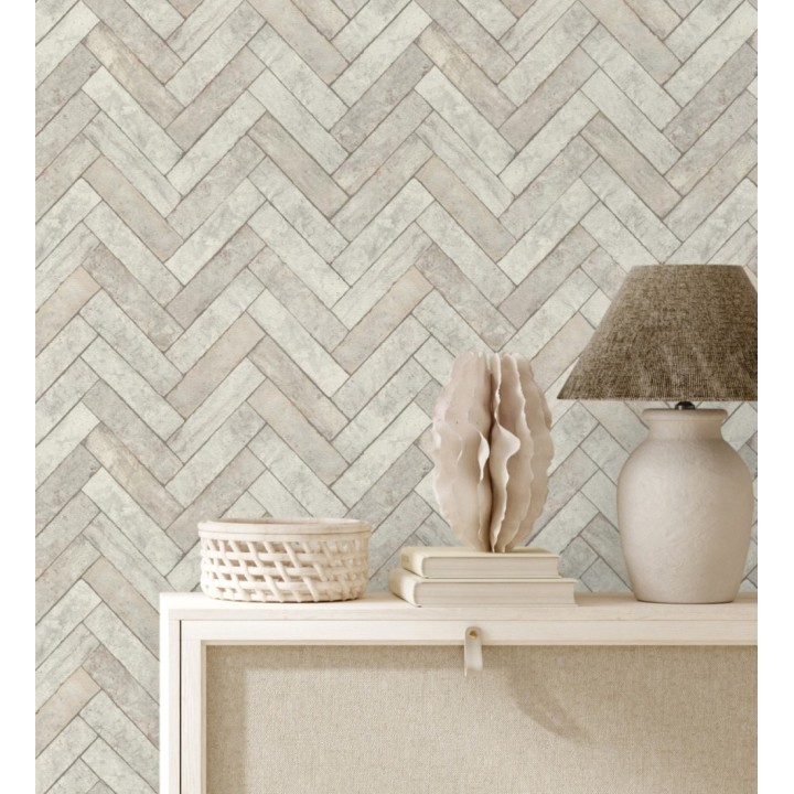 Papel pintado espiga de piedra chevrón - Henrry Whisper 682776