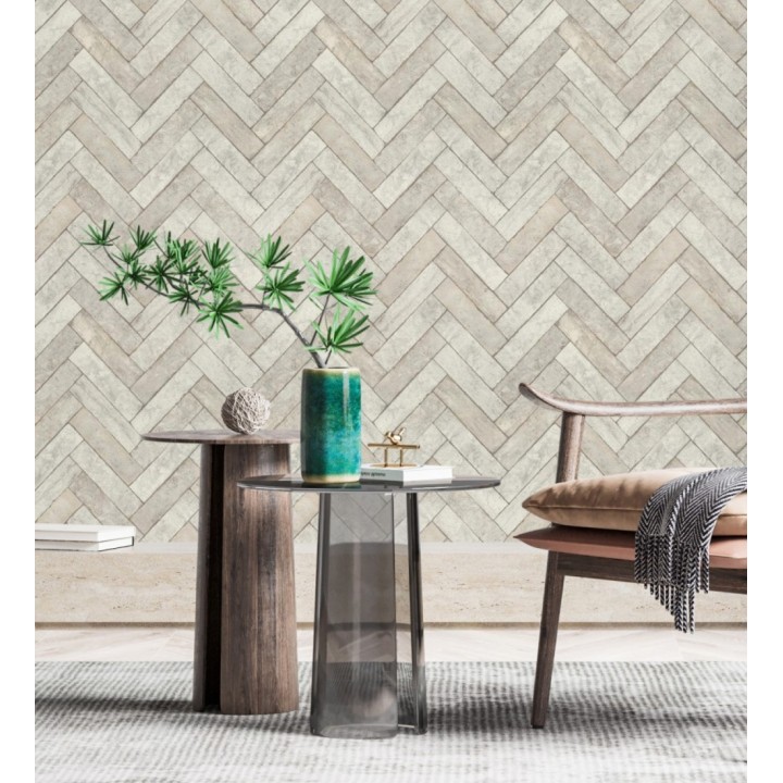 Papel pintado espiga de piedra chevrón - Henrry Whisper 682776