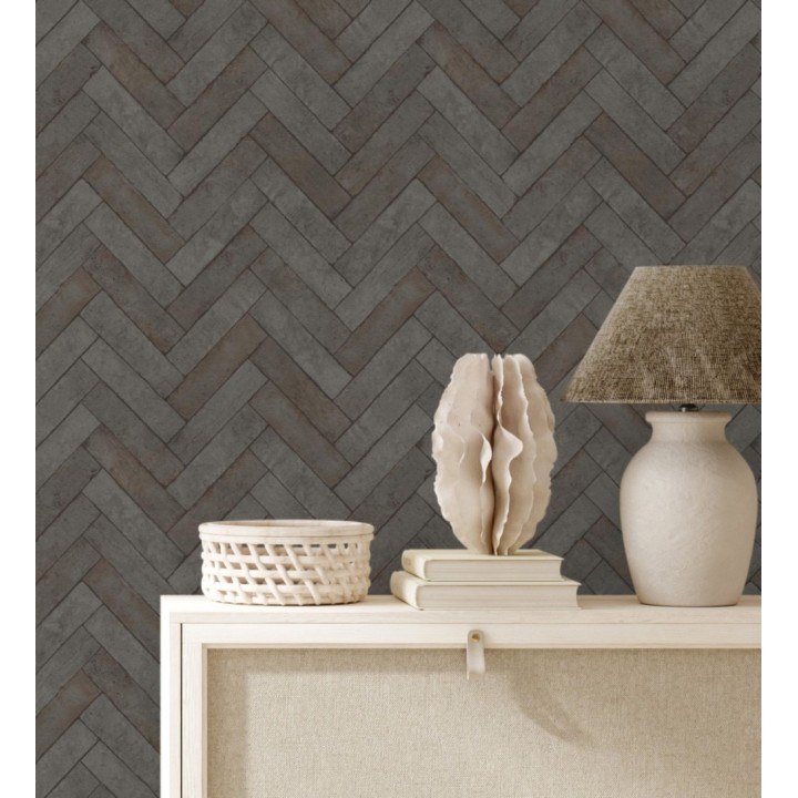 Papel pintado espiga de piedra chevrón - Henrry Whisper 682780