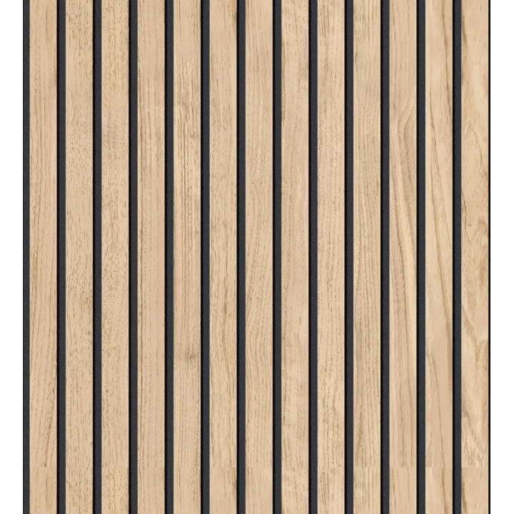 Papel pintado de listones de madera natural imitando a panel de palillería decorativo - Oak Orbit 682815