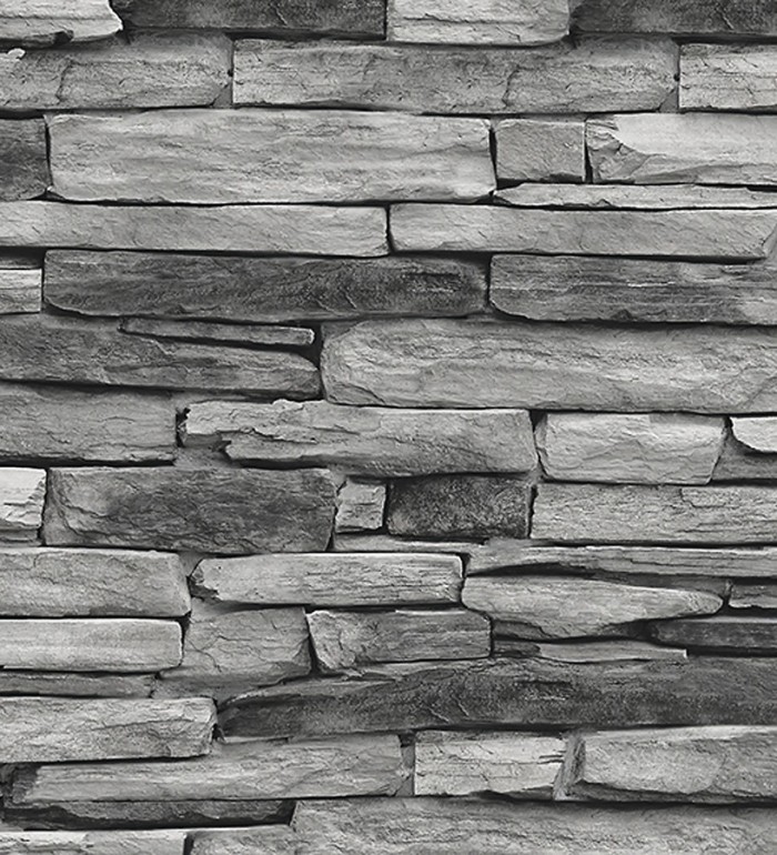 Papel pintado muro de piedra pizarra - Troyan Hall 123137