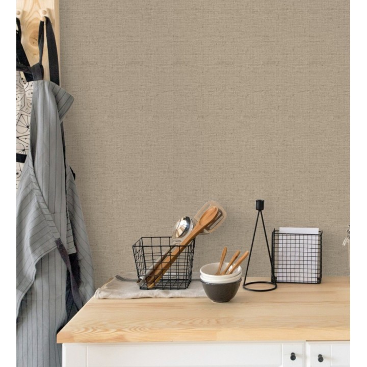 Papel pintado imitando al tejido de lino natural texturizado - Denise Textile 682826