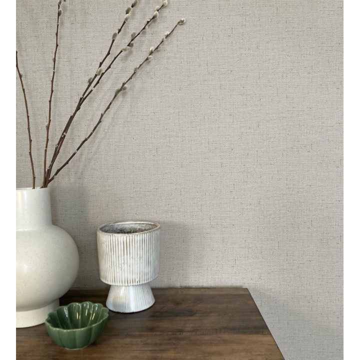 Papel pintado imitando al tejido de lino gris texturizado - Denise Textile 682828
