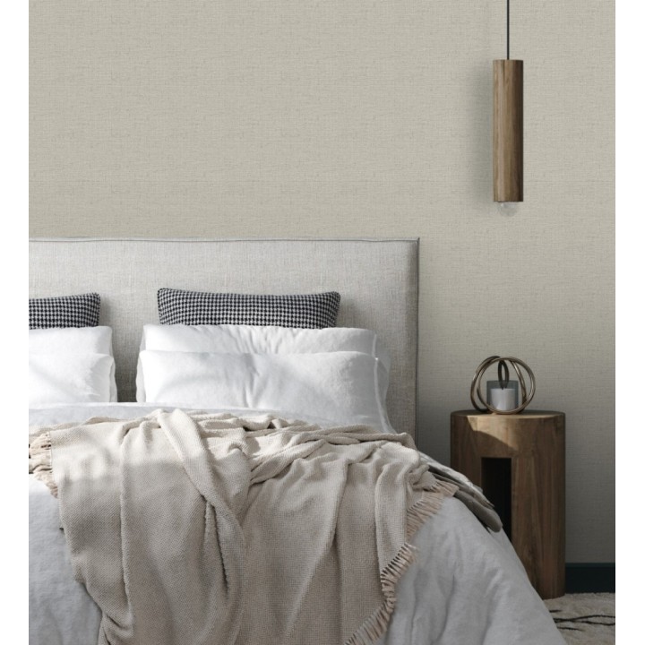 Papel pintado imitando al tejido de lino gris texturizado - Denise Textile 682828