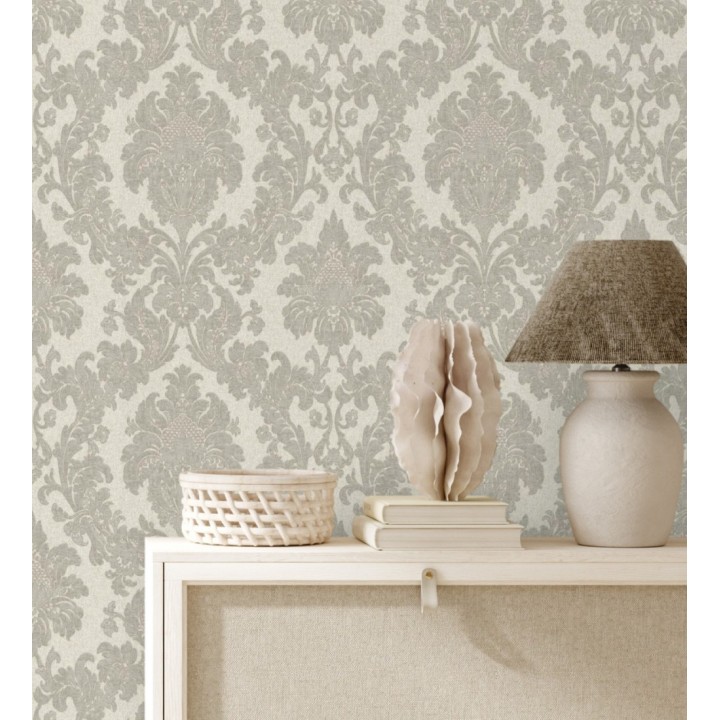 Papel pintado damasco clásico efecto entelado con textura en relieve - Milano Legacy 682835