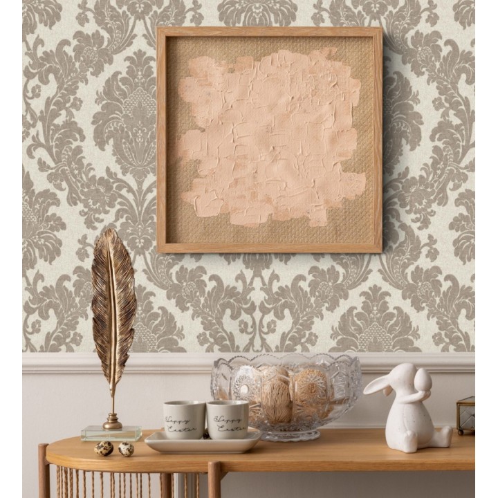 Papel pintado damasco clásico efecto entelado con textura en relieve - Milano Legacy 682836