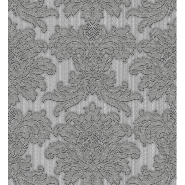 Papel pintado damasco gris fondo plata metalizado - Silvio Leone 123145