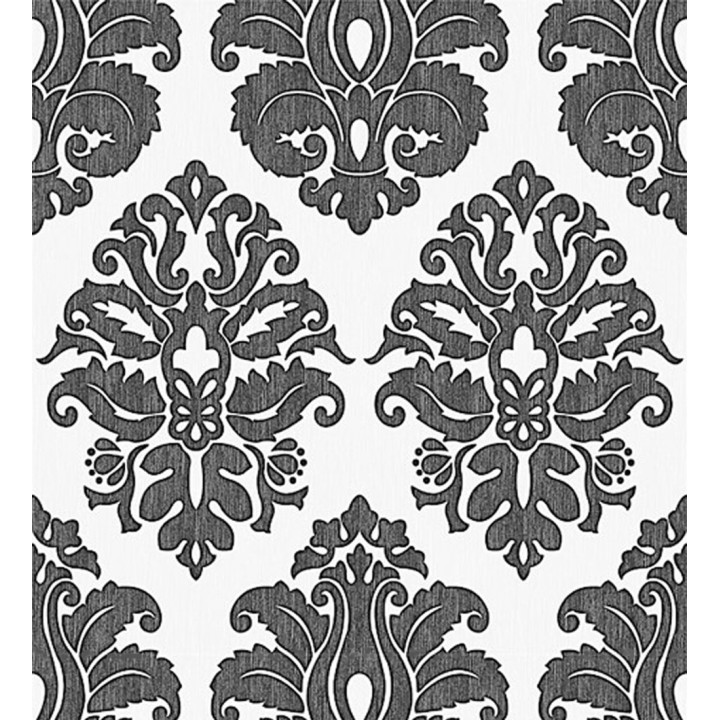 Papel pintado damasco negro fondo blanco roto - Angelo Valdini 123146
