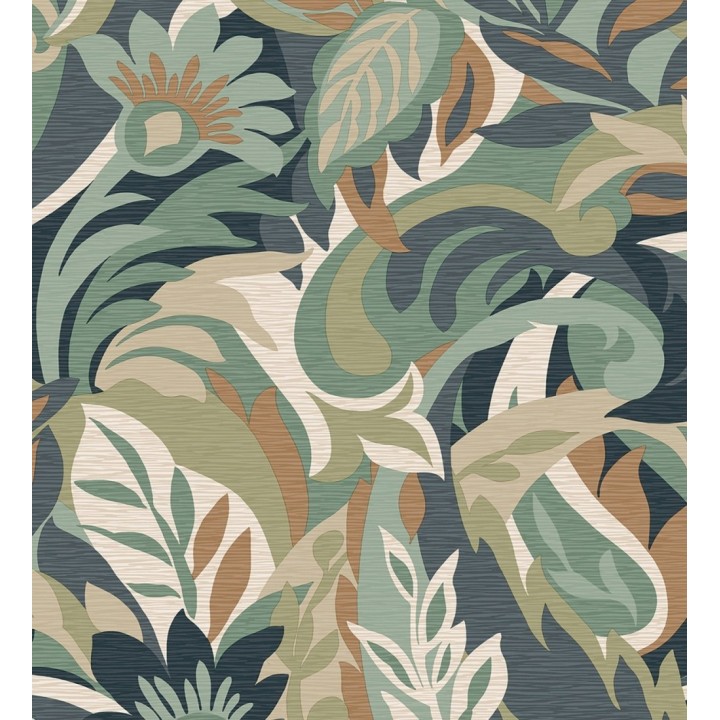 Papel pintado hojas tropicales abstractas estilo Art Nouveau - Borneo Exotic 682843