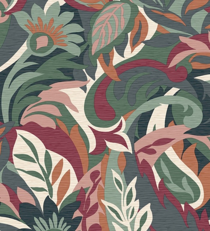 Papel pintado hojas tropicales abstractas estilo Art Nouveau - Borneo Exotic 682844