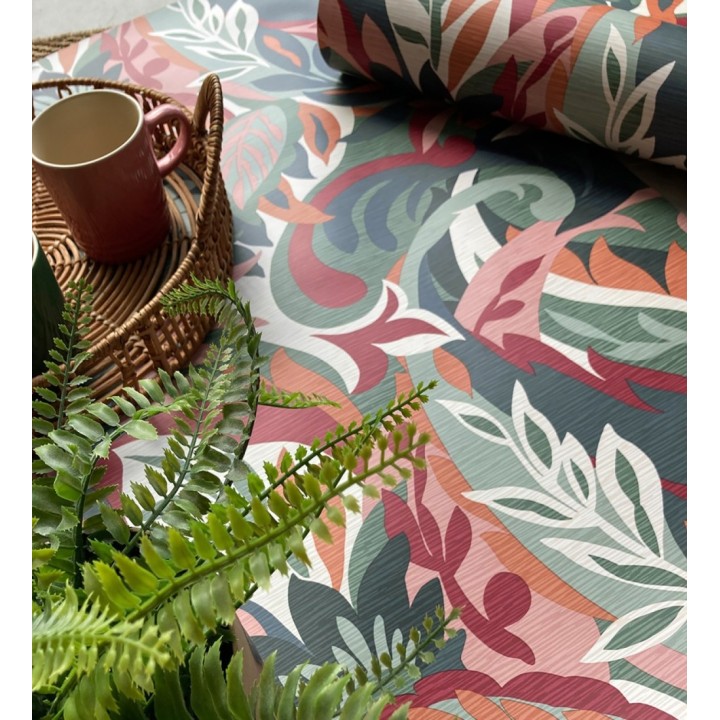 Papel pintado hojas tropicales abstractas estilo Art Nouveau - Borneo Exotic 682844