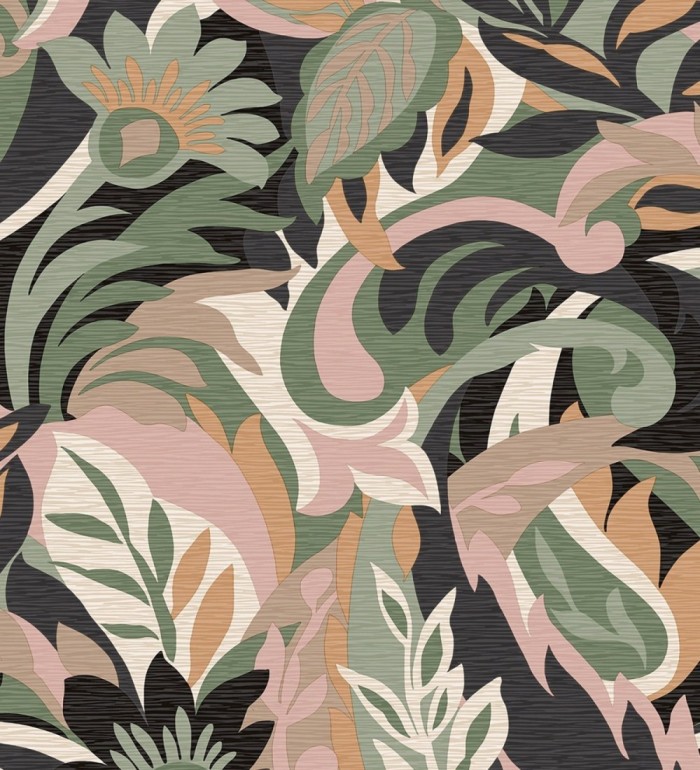 Papel pintado hojas tropicales abstractas estilo Art Nouveau - Borneo Exotic 682845