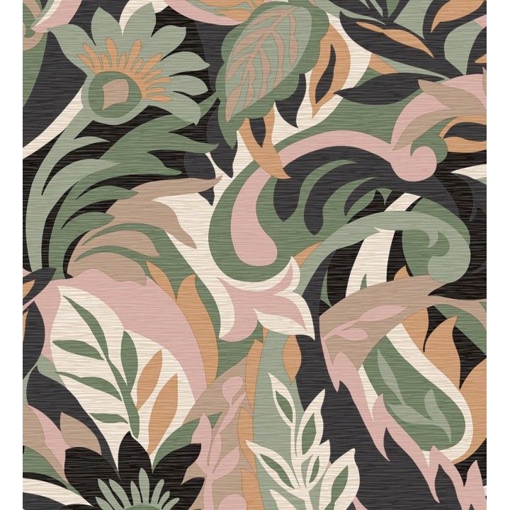 Papel pintado hojas tropicales abstractas estilo Art Nouveau - Borneo Exotic 682845