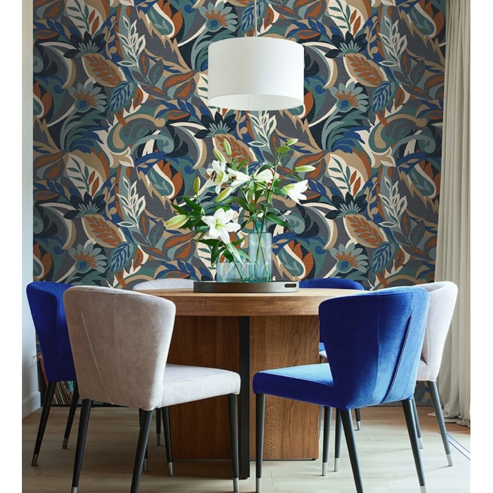 Papel pintado hojas tropicales abstractas estilo Art Nouveau - Borneo Exotic 682846