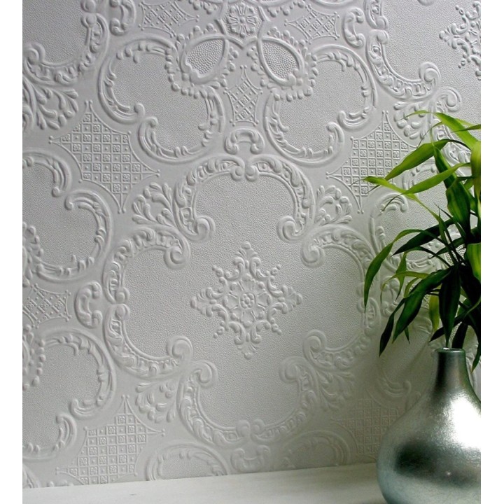 Papel pintado blanco repintable texturizado de alto relieve - Dank Texture 123149