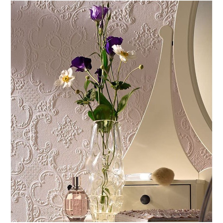 Papel pintado blanco repintable texturizado de alto relieve - Dank Texture 123149