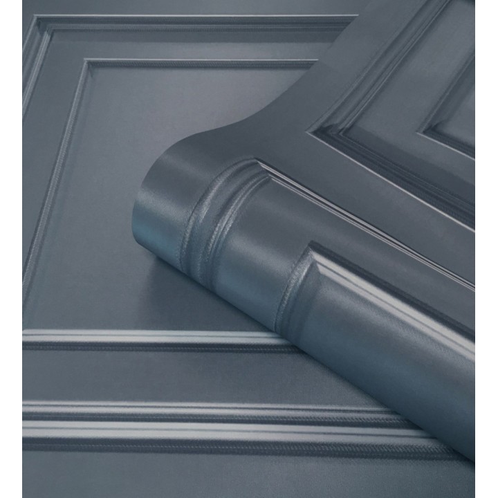 Papel pintado casetones de madera color azul textura en relieve - Bristol Ledge 682854