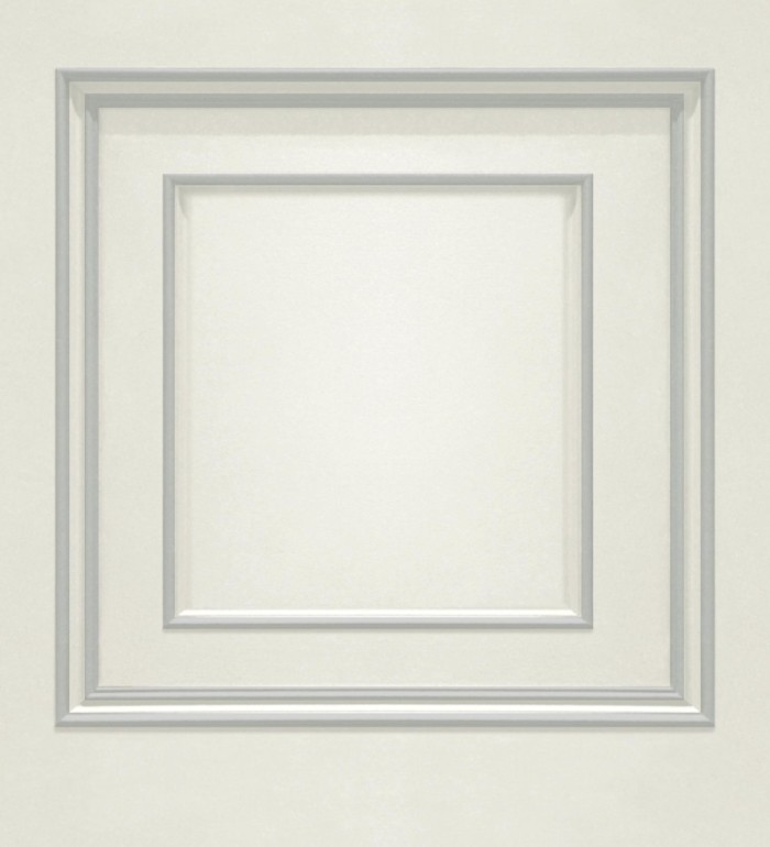 Papel pintado casetones de madera color blanco roto textura en relieve - Bristol Ledge 682856