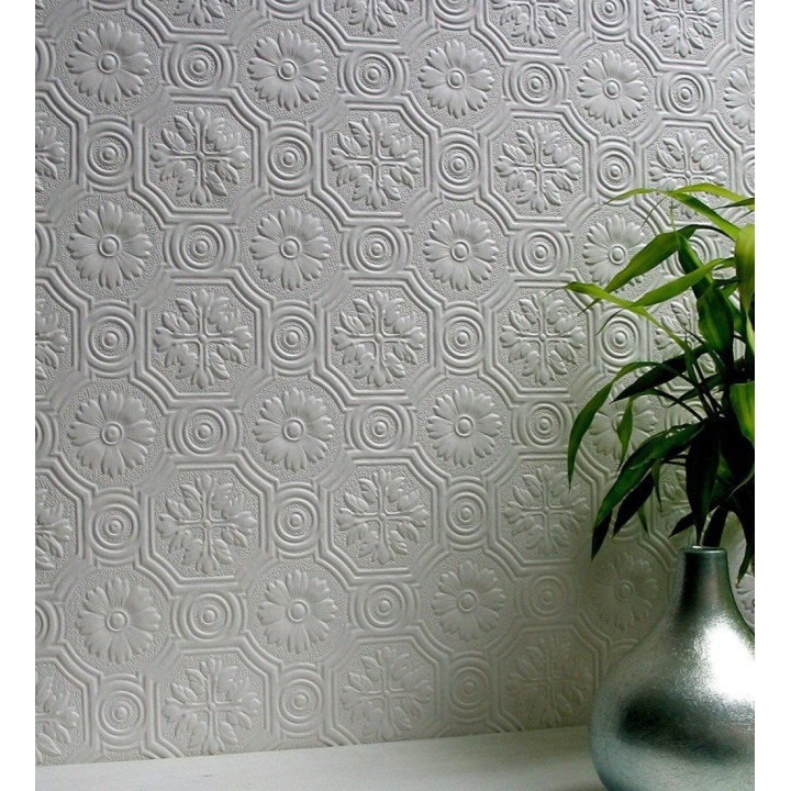 Papel pintado blanco repintable texturizado de alto relieve - Trisol Texture 123151
