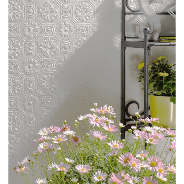Papel pintado blanco repintable texturizado de alto relieve - Trisol Texture 123151