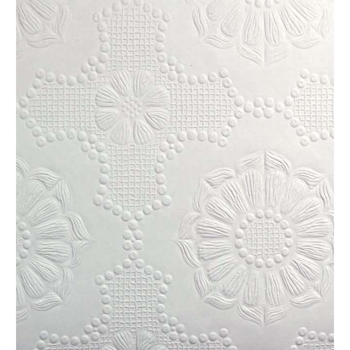 Papel pintado blanco de flores repintable texturizado de alto relieve - Agar Texture 123155