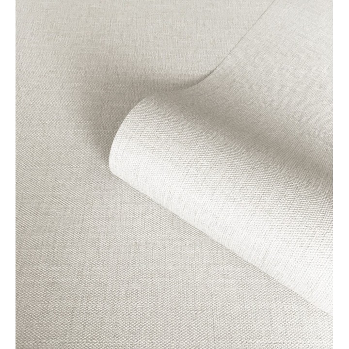Papel pintado efecto textil con textura alto relieve color blanco roto perlado - Fabrizio Textile 682868