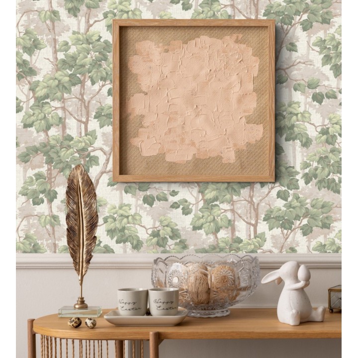 Papel pintado bosque de árboles y hojas en relieve textil - Sylvan Splendor 682869