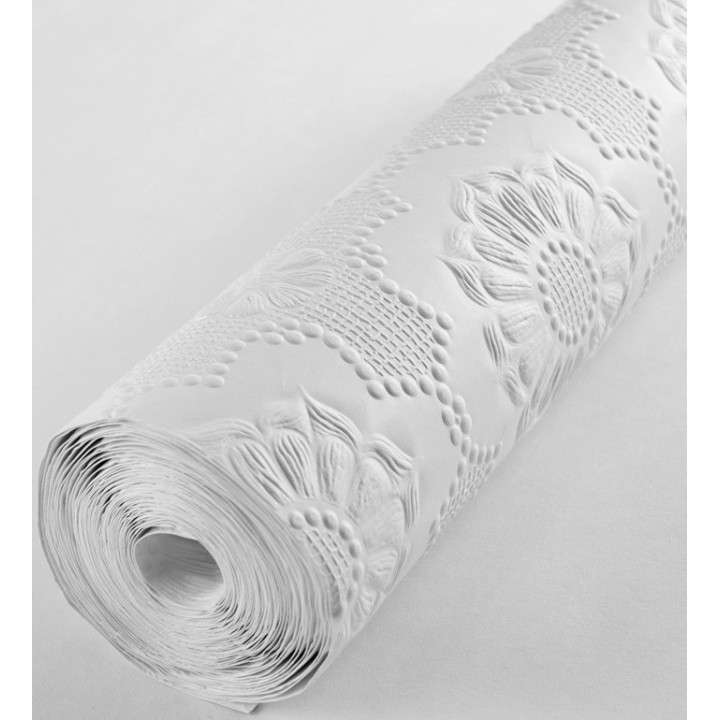 Papel pintado blanco de flores repintable texturizado de alto relieve - Agar Texture 123155