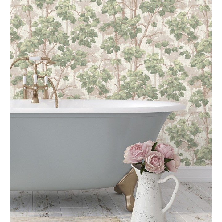 Papel pintado bosque de árboles y hojas en relieve textil - Sylvan Splendor 682869