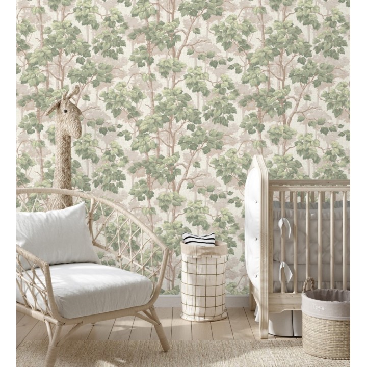 Papel pintado bosque de árboles y hojas en relieve textil - Sylvan Splendor 682869