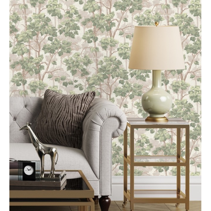 Papel pintado bosque de árboles y hojas en relieve textil - Sylvan Splendor 682869