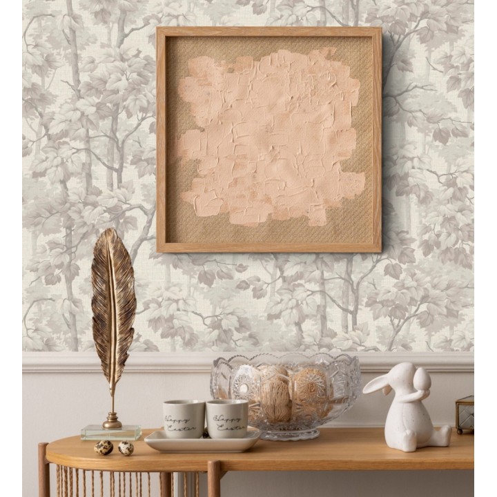 Papel pintado bosque de árboles y hojas en relieve textil - Sylvan Splendor 682870