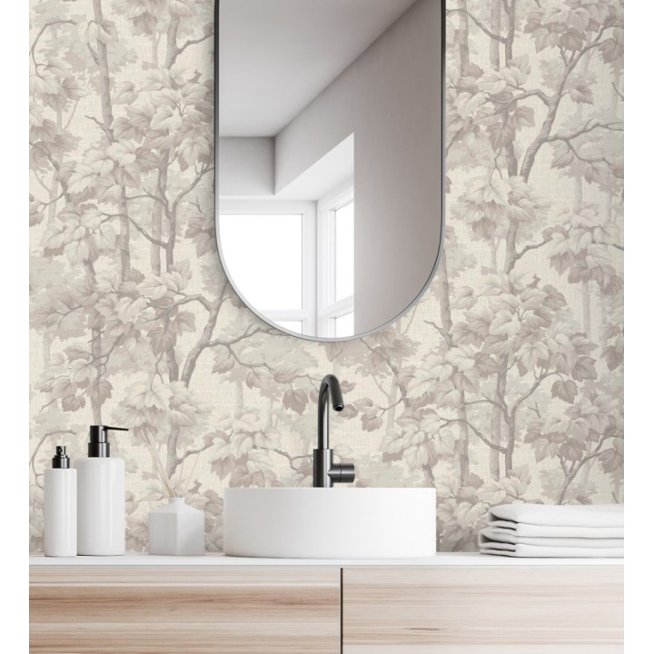 Papel pintado bosque de árboles y hojas en relieve textil - Sylvan Splendor 682870