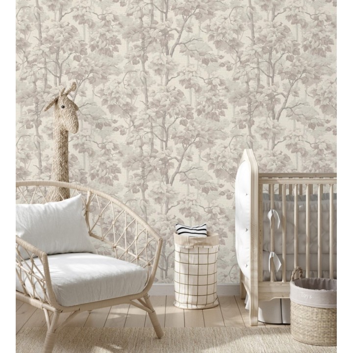 Papel pintado bosque de árboles y hojas en relieve textil - Sylvan Splendor 682870