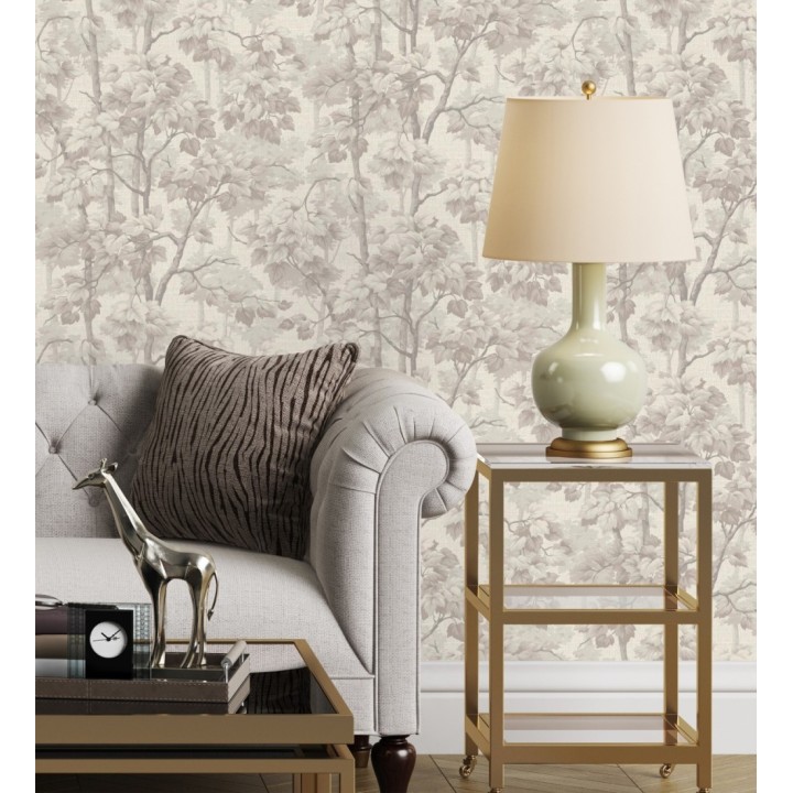 Papel pintado bosque de árboles y hojas en relieve textil - Sylvan Splendor 682870