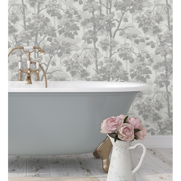 Papel pintado bosque de árboles y hojas en relieve textil - Sylvan Splendor 682871