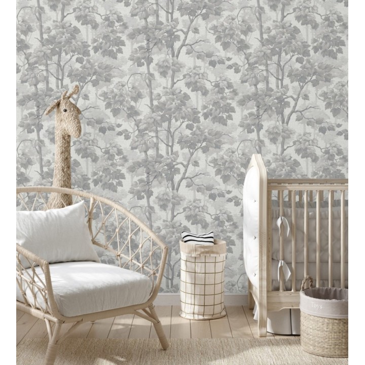 Papel pintado bosque de árboles y hojas en relieve textil - Sylvan Splendor 682871