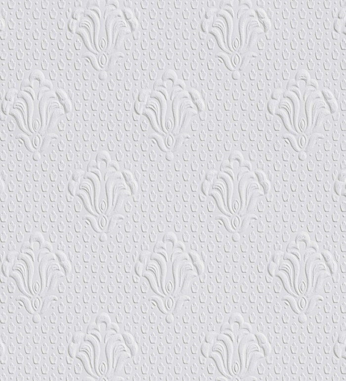 Papel pintado blanco repintable flor de lis texturizado de alto relieve - Lis Texture 123160