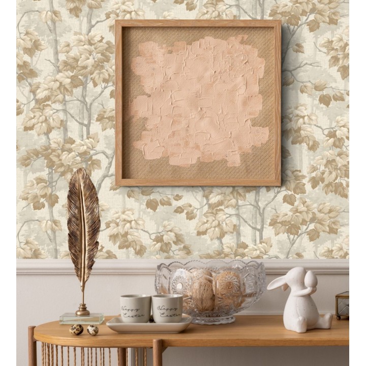 Papel pintado bosque de árboles y hojas en relieve textil - Sylvan Splendor 682872